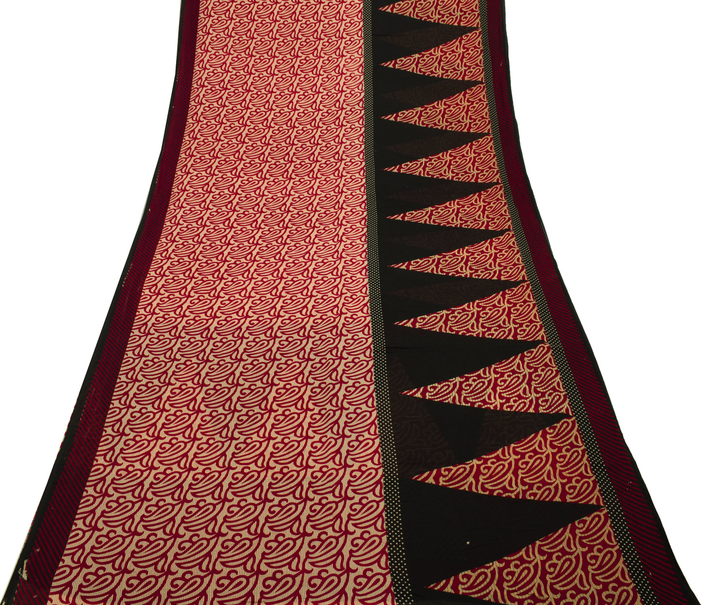 Sushila Vintage Cream Saree 100% Pure Cotton Printed Paisley Soft Craft Fabric