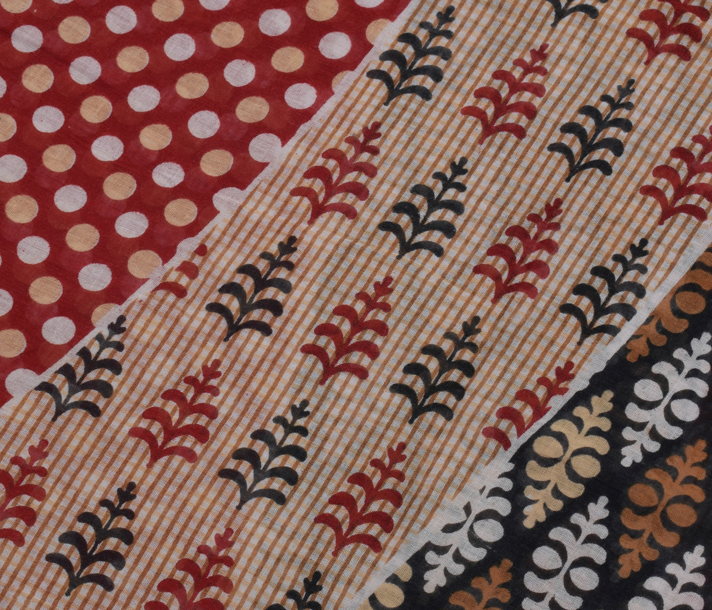 Sushila Vintage Indian Saree 100% Pure Cotton Printed 5 Yard Soft Craft Fabric