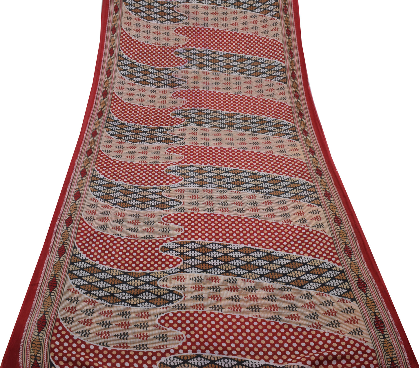 Sushila Vintage Indian Saree 100% Pure Cotton Printed 5 Yard Soft Craft Fabric