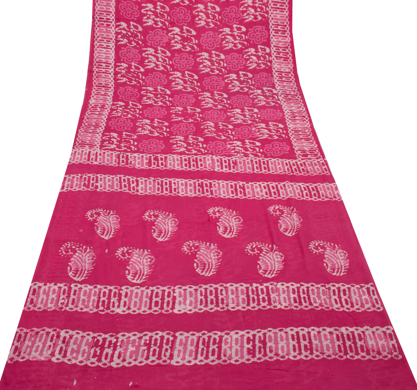 Sushila Vintage Pink Saree 100% Pure Cotton Printed Floral Soft Craft Fabric