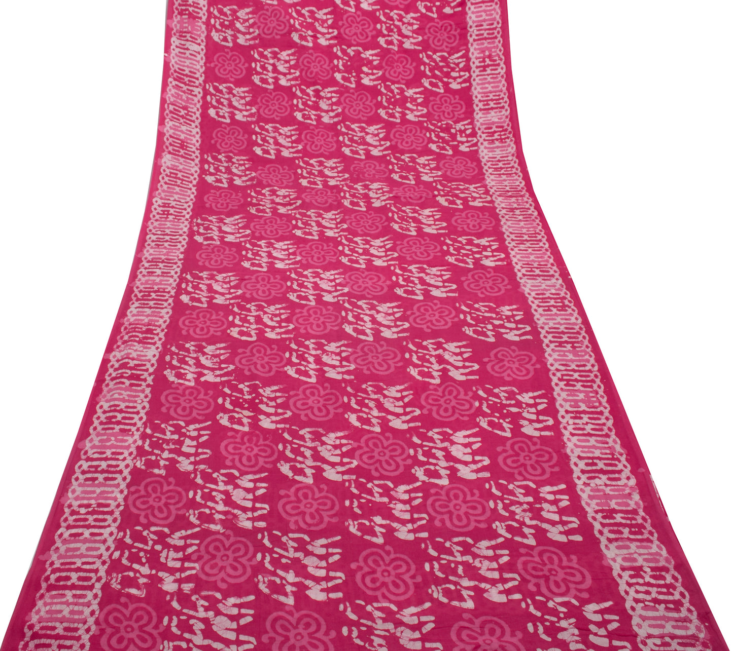 Sushila Vintage Pink Saree 100% Pure Cotton Printed Floral Soft Craft Fabric