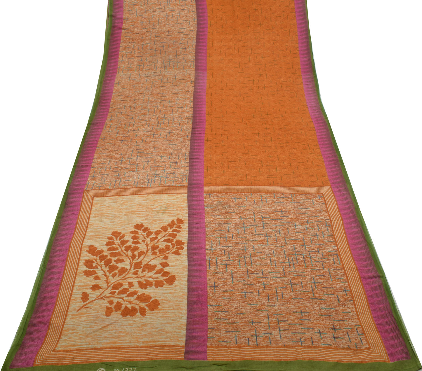 Sushila Vintage Indian Saree 100% Pure Cotton Printed 5 Yard Soft Craft Fabric