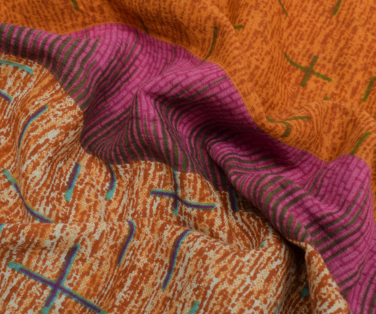 Sushila Vintage Indian Saree 100% Pure Cotton Printed 5 Yard Soft Craft Fabric
