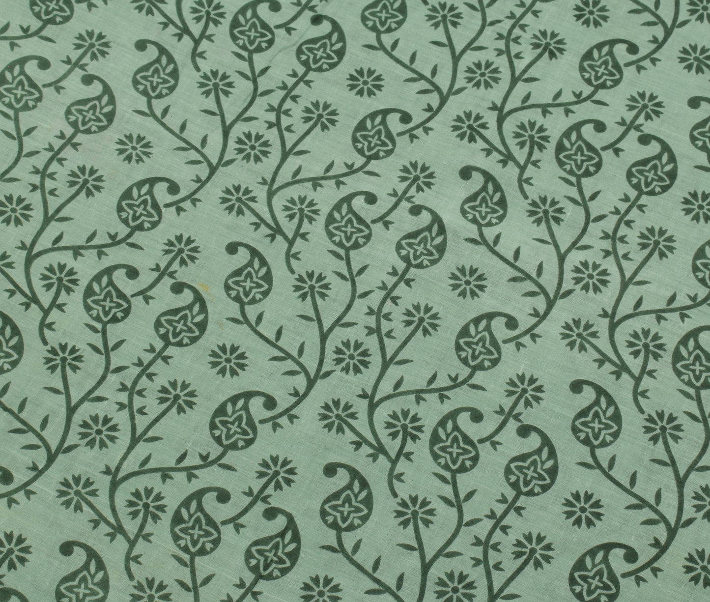 Sushila Vintage Green Saree 100% Pure Cotton Printed Paisley Soft Craft Fabric