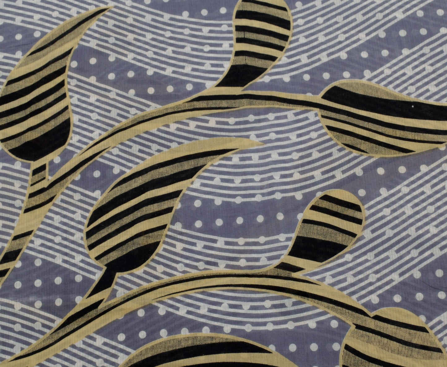 Sushila Vintage Gray Saree 100% Pure Cotton Printed Paisley Soft Craft Fabric