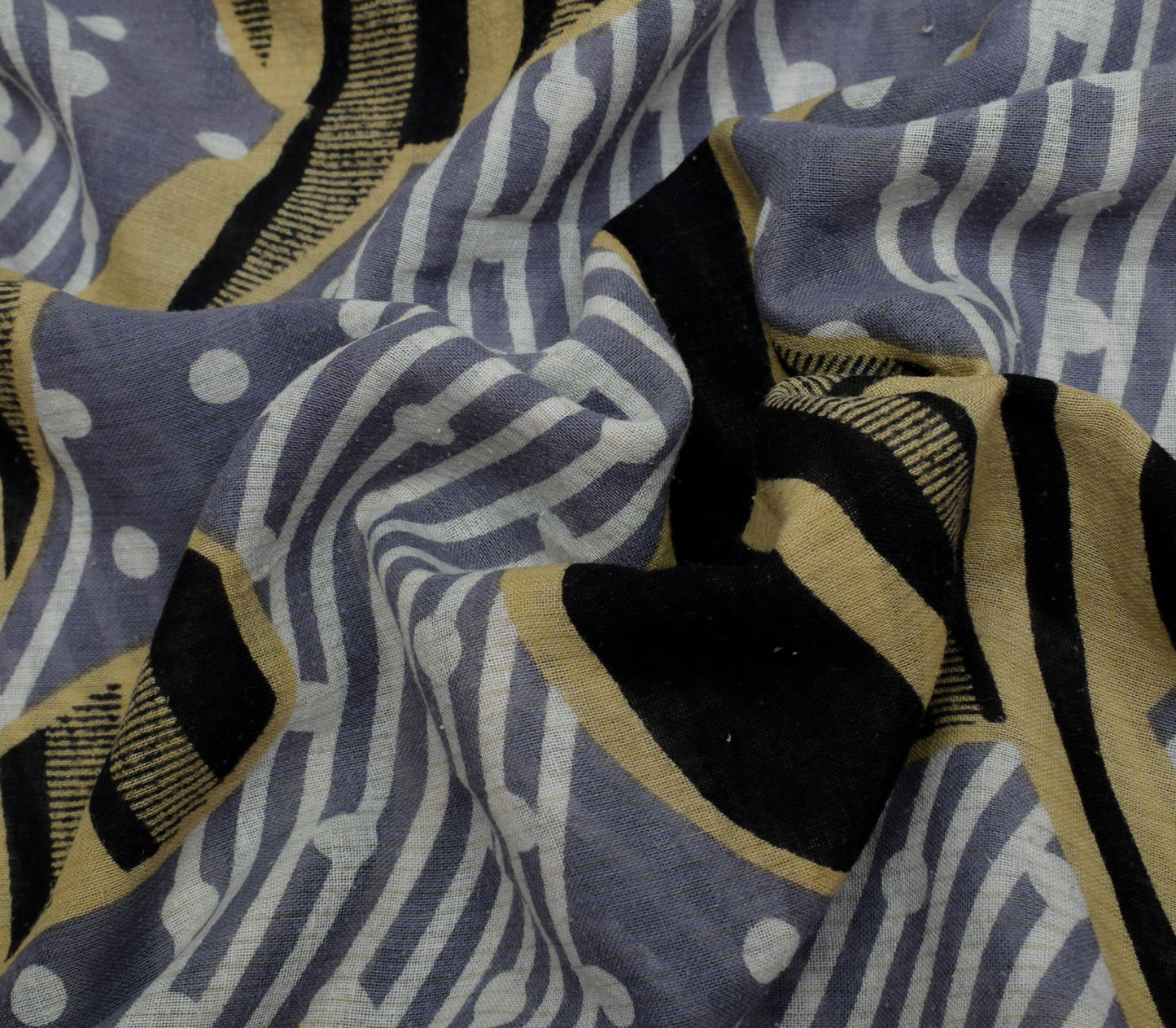 Sushila Vintage Gray Saree 100% Pure Cotton Printed Paisley Soft Craft Fabric