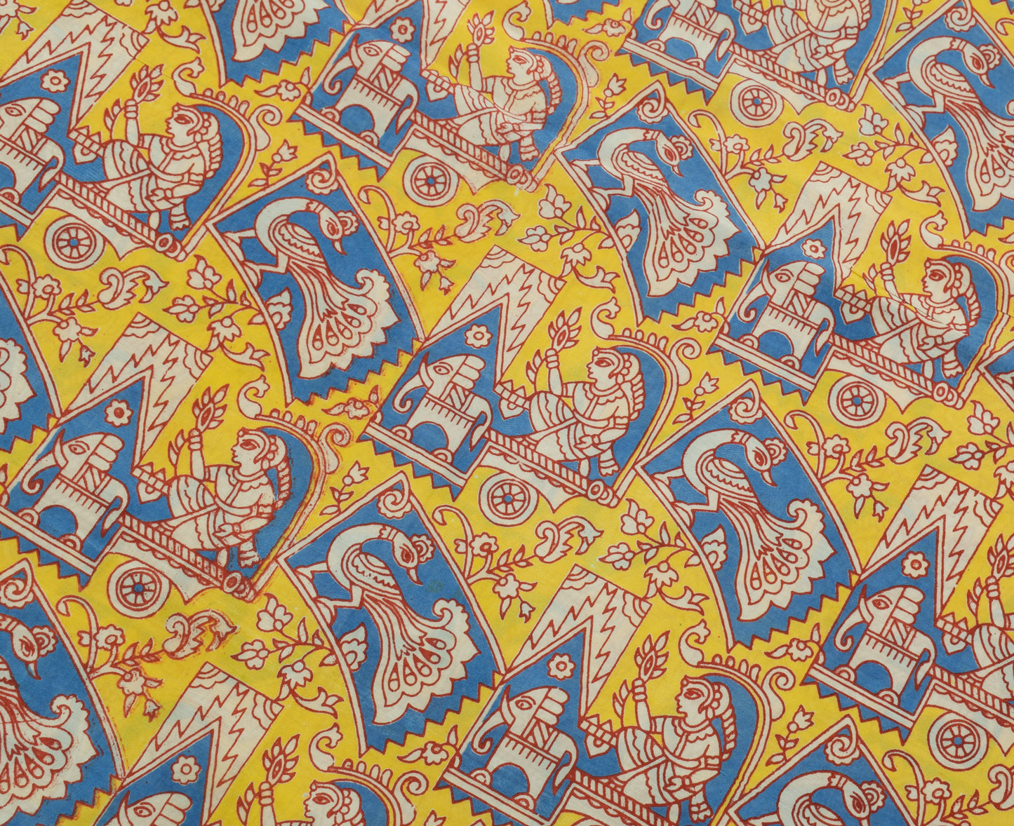 Sushila Vintage Cream Saree 100% Pure Cotton Kalamkari Printed 5 YD Craft Fabric