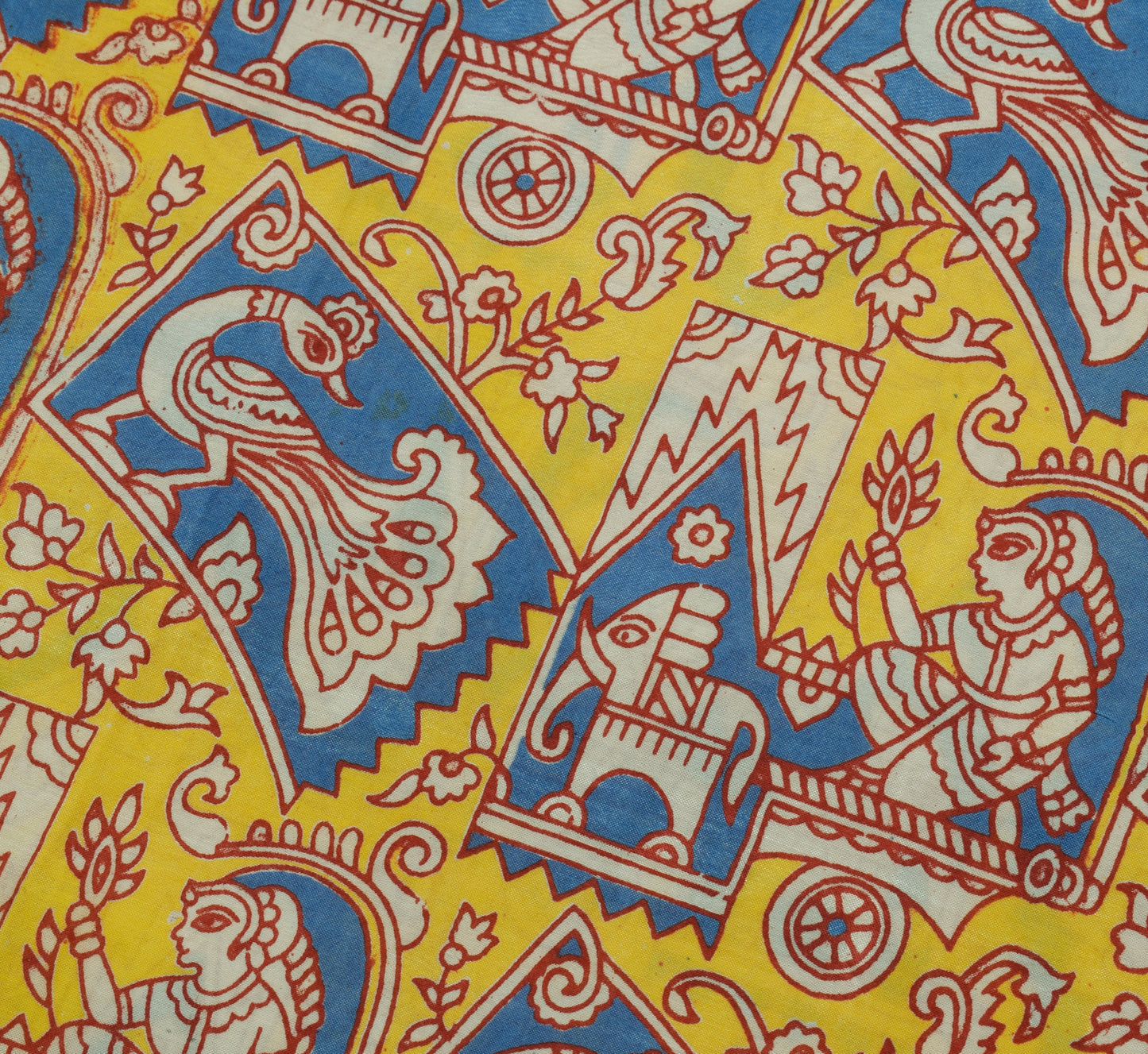 Sushila Vintage Cream Saree 100% Pure Cotton Kalamkari Printed 5 YD Craft Fabric