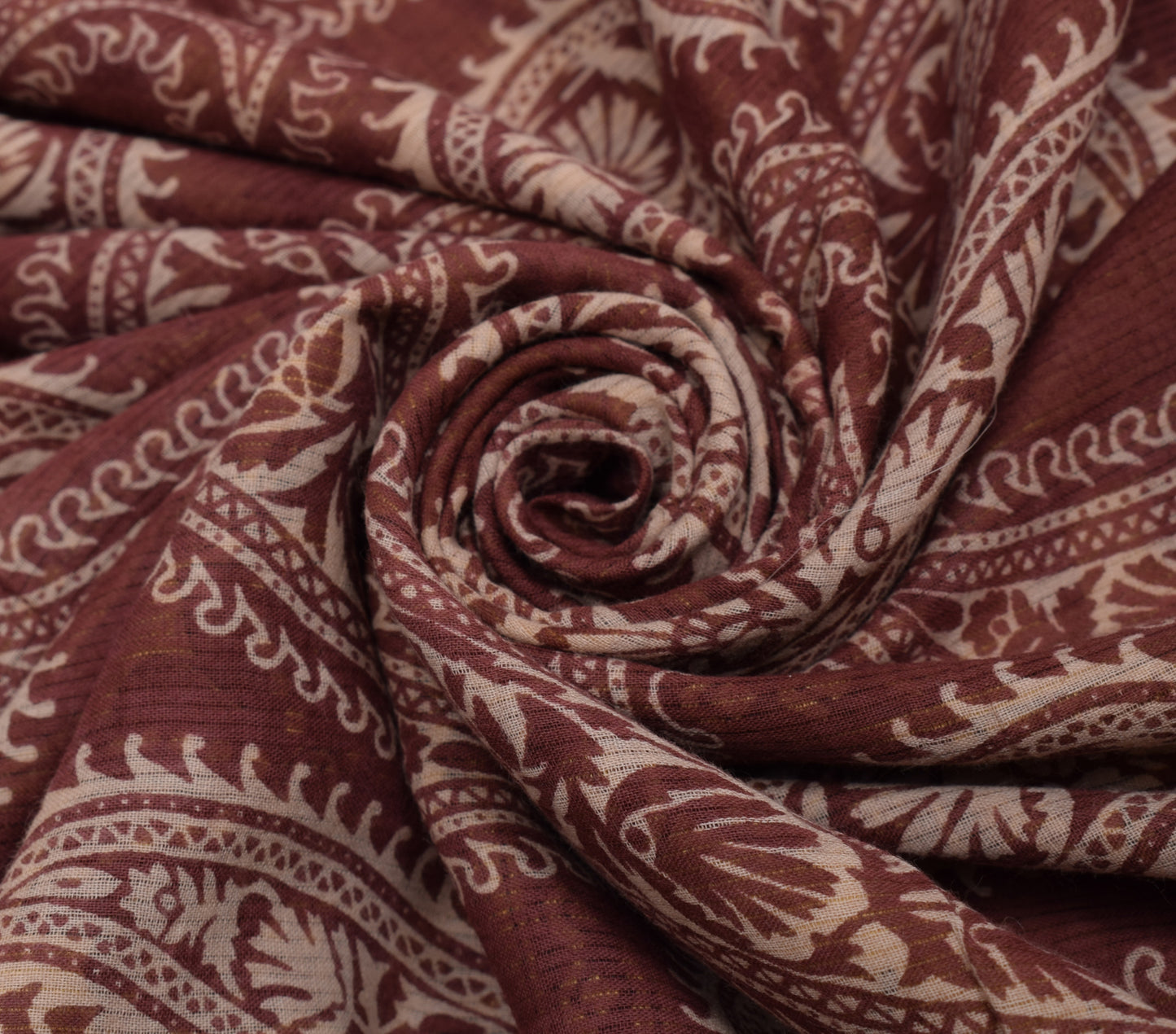 Sushila Vintage Indian Saree 100% Pure Cotton Printed Paisley Soft Craft Fabric