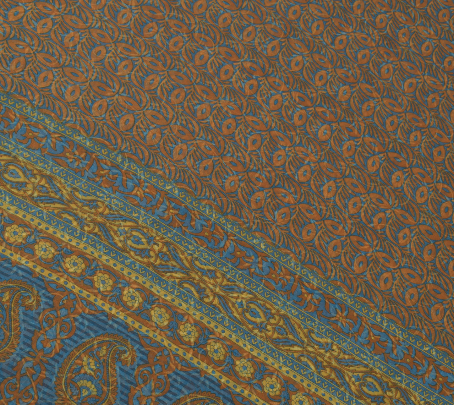 Sushila Vintage Brown Saree Blend Georgette Silk Printed Floral Craft Fabric