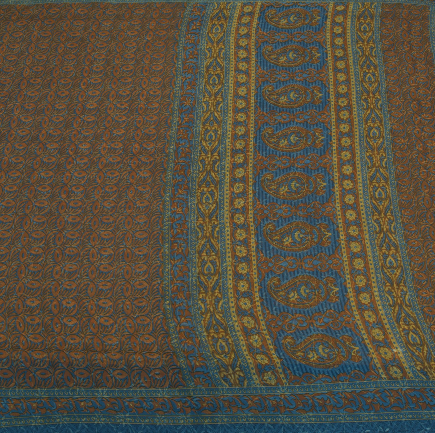 Sushila Vintage Brown Saree Blend Georgette Silk Printed Floral Craft Fabric