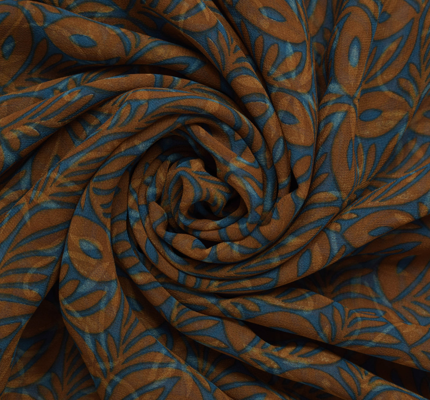 Sushila Vintage Brown Saree Blend Georgette Silk Printed Floral Craft Fabric