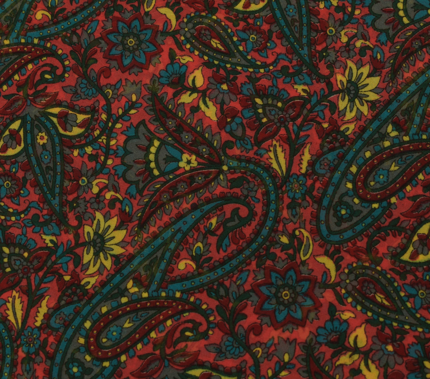 Sushila Vintage Red Saree Pure Georgette Silk Printed Paisley Sari 5Yard Fabric