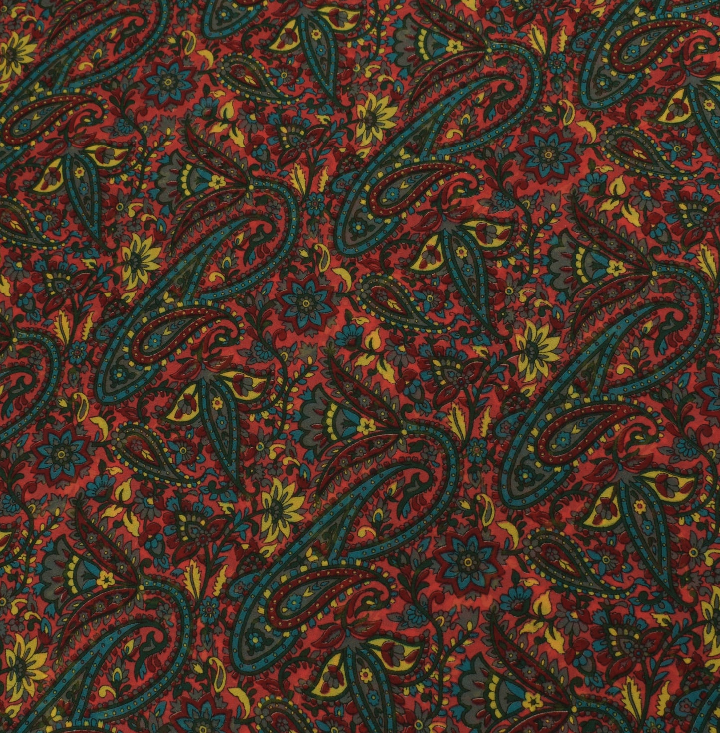 Sushila Vintage Red Saree Pure Georgette Silk Printed Paisley Sari 5Yard Fabric