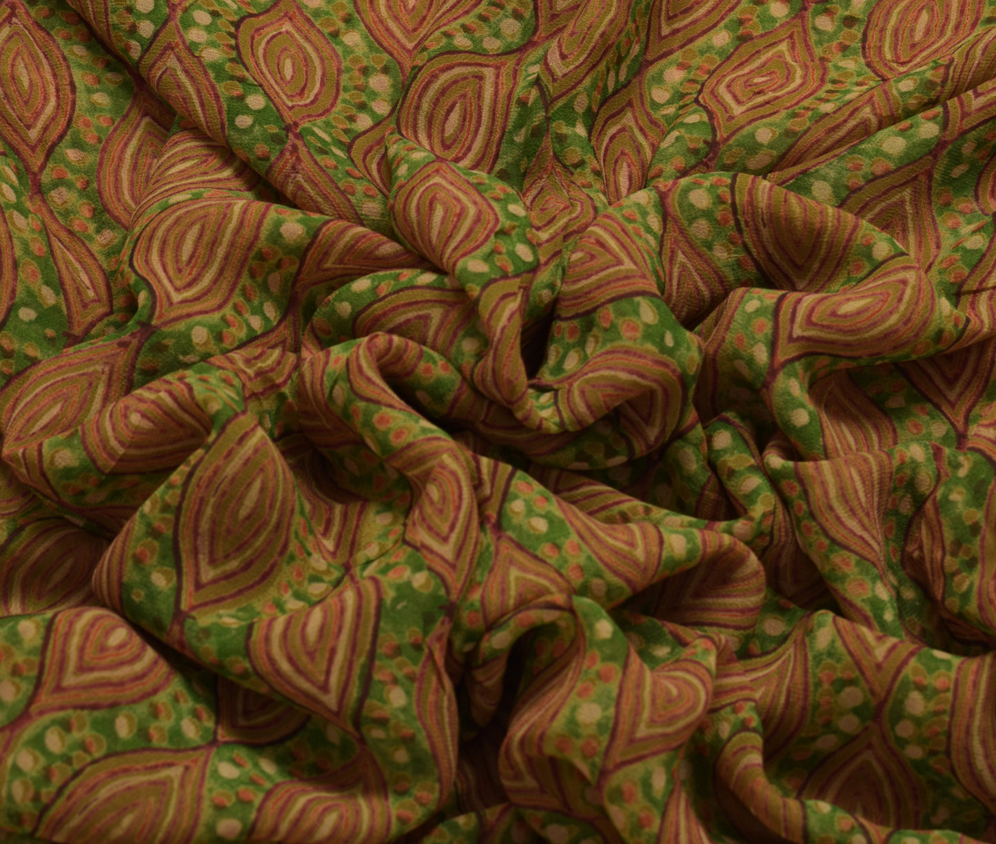 Sushila Vintage Indian Sari 100% Pure Georgette Silk Printed Floral Craft Fabric