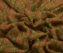 Sushila Vintage Indian Sari 100% Pure Georgette Silk Printed Floral Craft Fabric