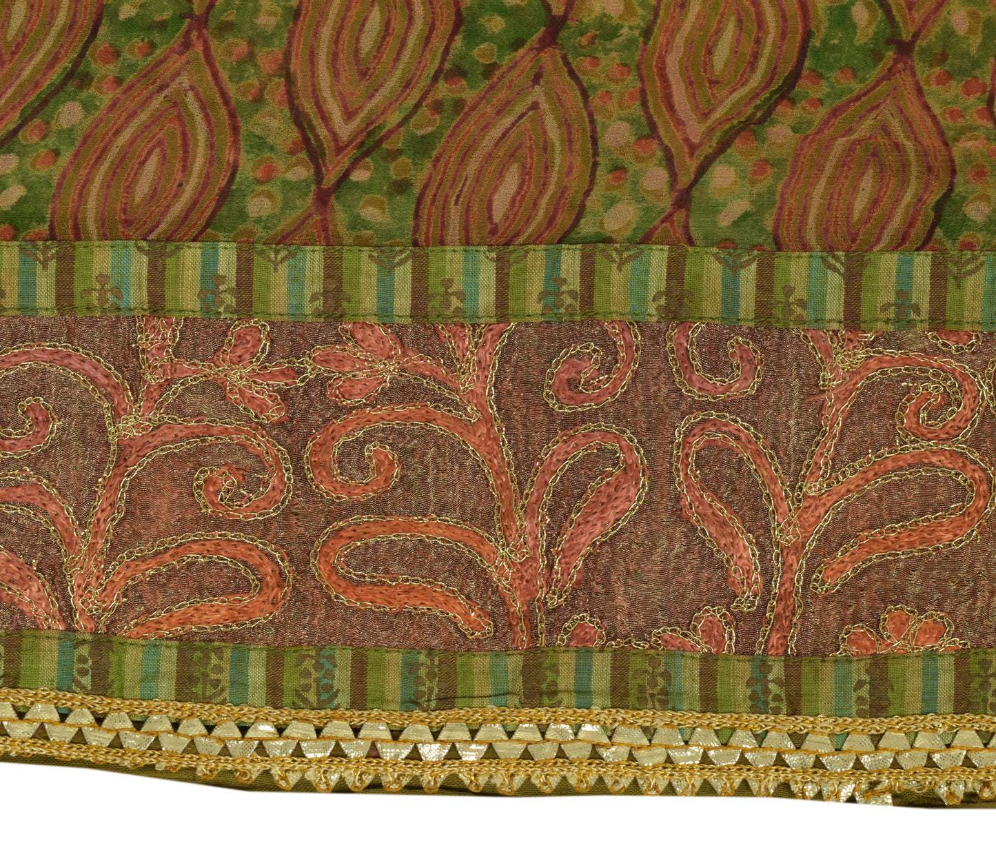 Sushila Vintage Indian Sari 100% Pure Georgette Silk Printed Floral Craft Fabric