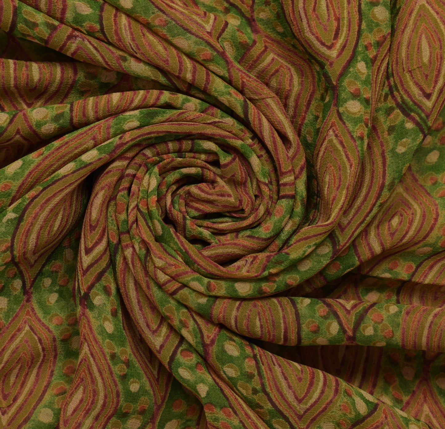 Sushila Vintage Indian Sari 100% Pure Georgette Silk Printed Floral Craft Fabric