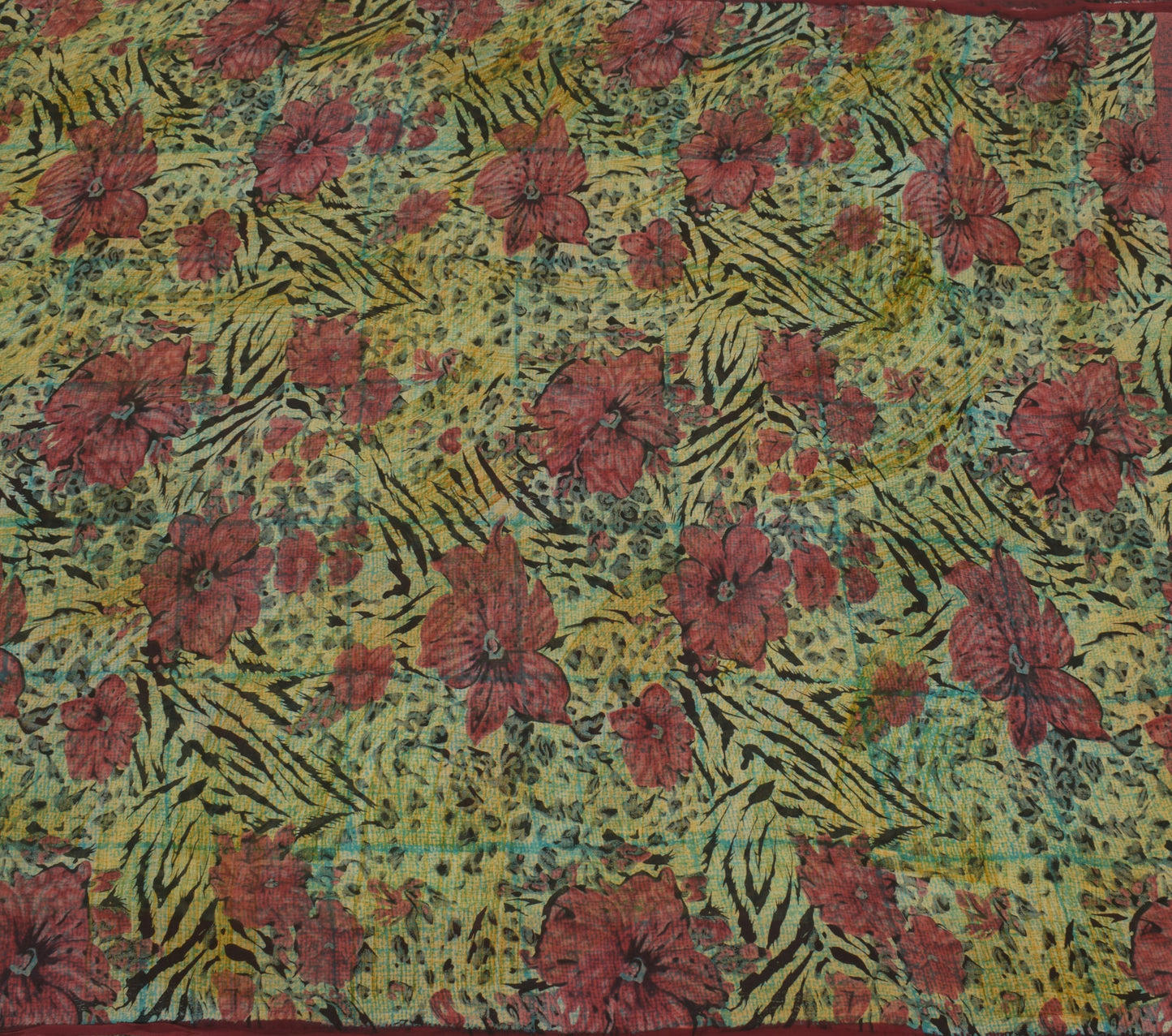 Sushila Vintage Multi-Color Sari Pure Georgette Silk Printed Floral Craft Fabric