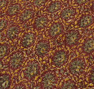 Sushila Vintage Maroon Cream Saree Pure Georgette Silk Printed Floral 5yd Fabric