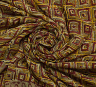 Sushila Vintage Maroon Cream Saree Pure Georgette Silk Printed Floral 5yd Fabric