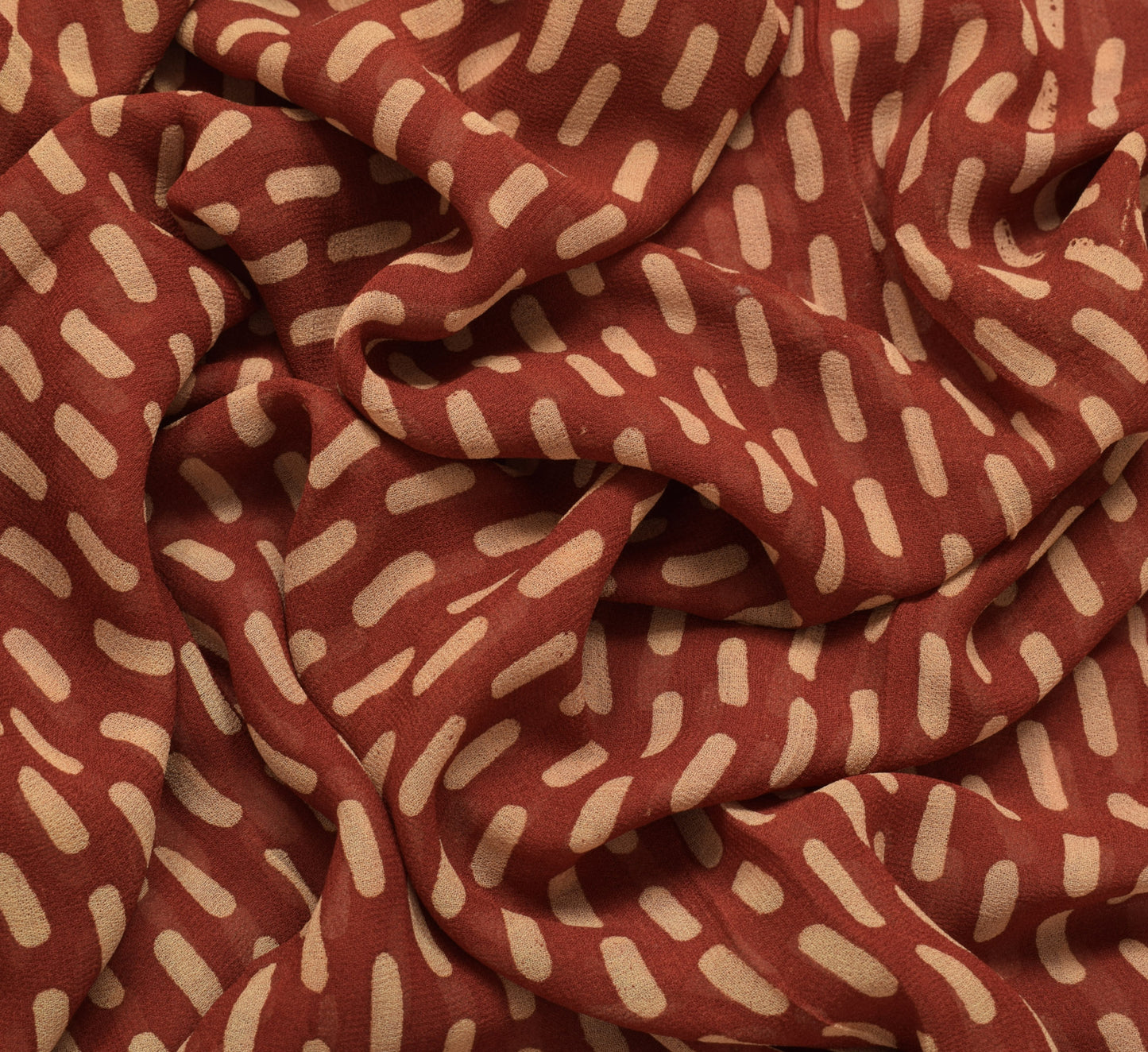 Sushila Vintage Maroon Sari 100% Pure Georgette Silk Printed Floral Craft Fabric