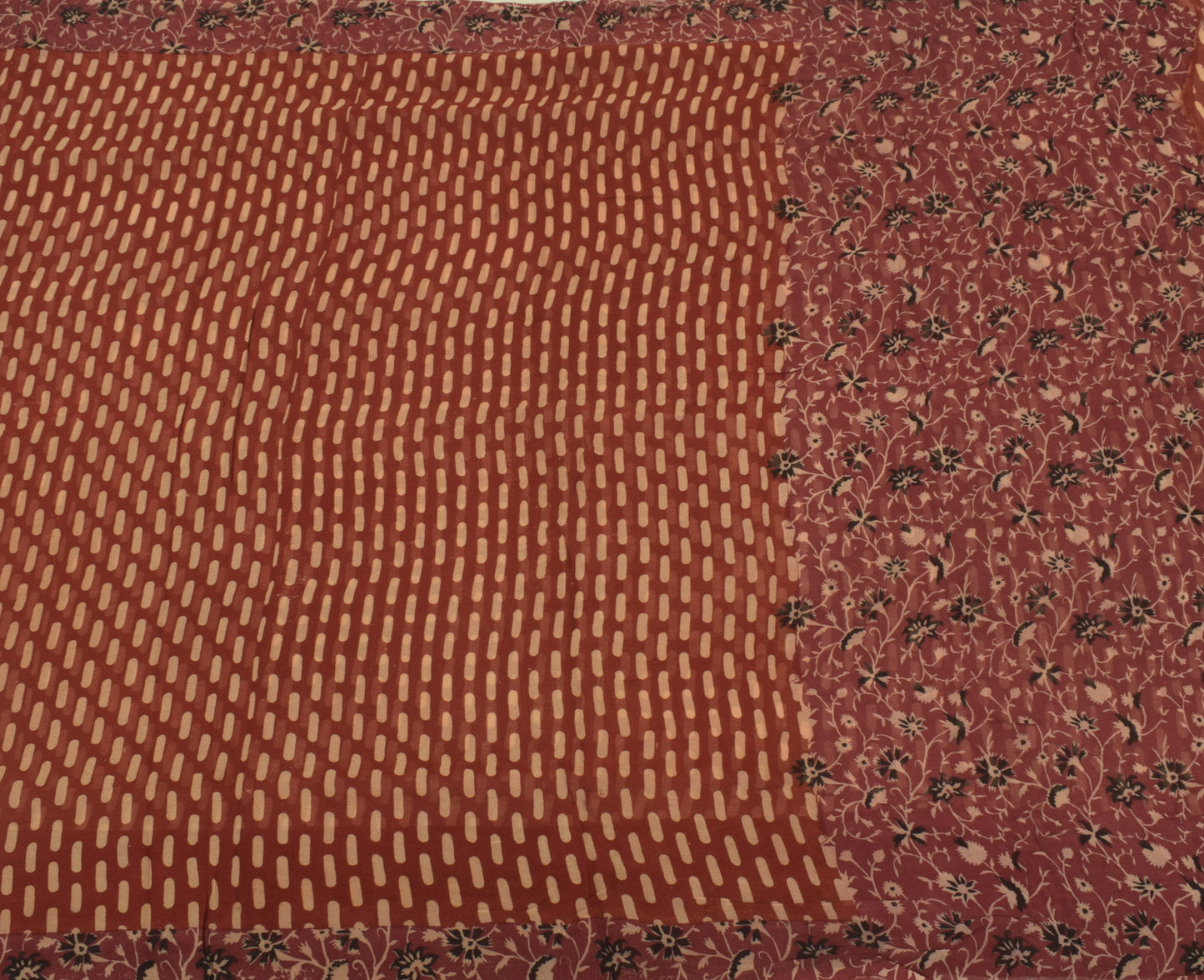 Sushila Vintage Maroon Sari 100% Pure Georgette Silk Printed Floral Craft Fabric