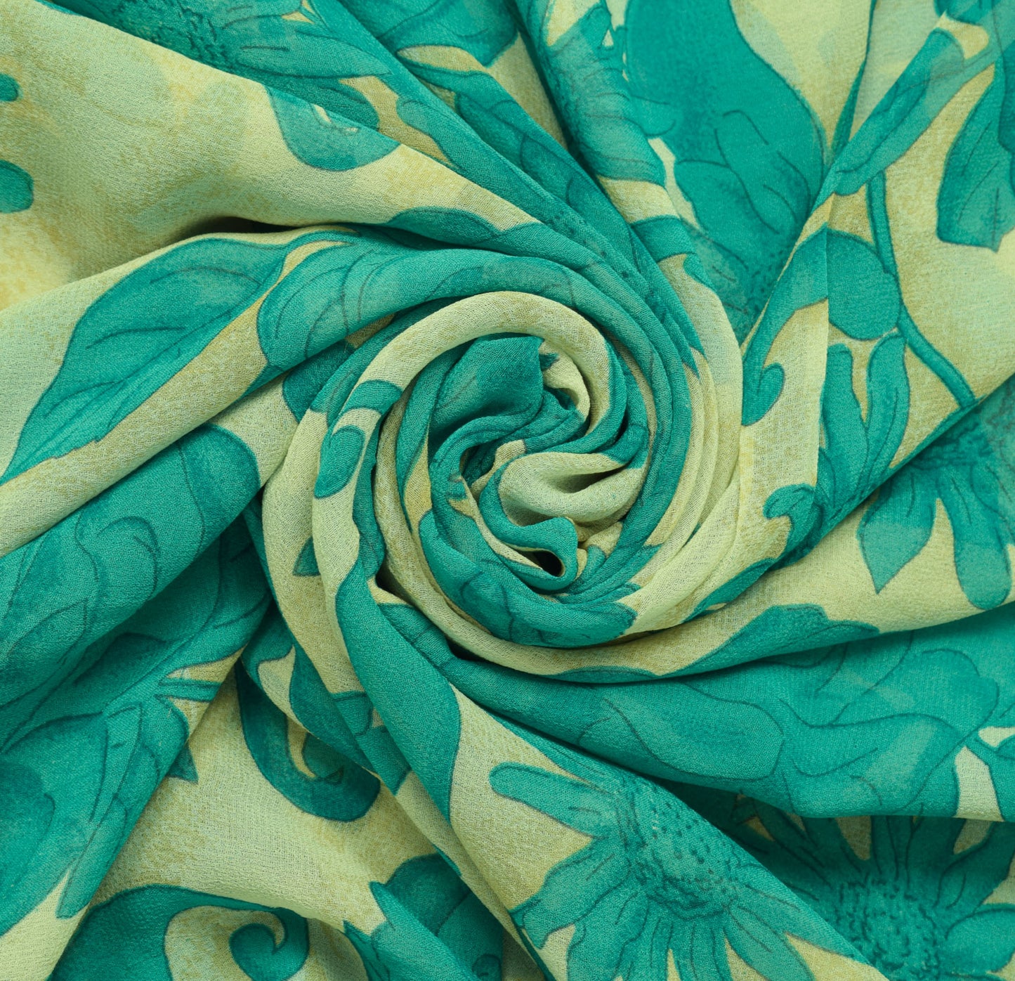 Sushila Vintage White Saree 100% Pure Georgette Silk Printed Floral Craft Fabric