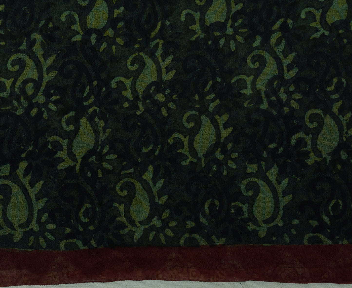Sushila Vintage Black Sari 100% Pure Georgette Silk Printed Paisley Craft Fabric