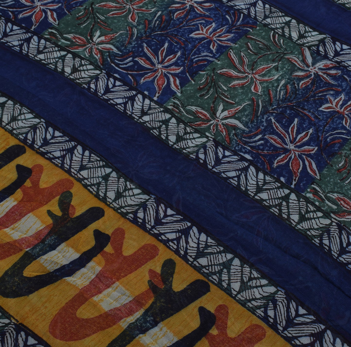 Sushila Vintage Blue Saree 100% Pure Georgette Silk Printed FloralCraft Fabric