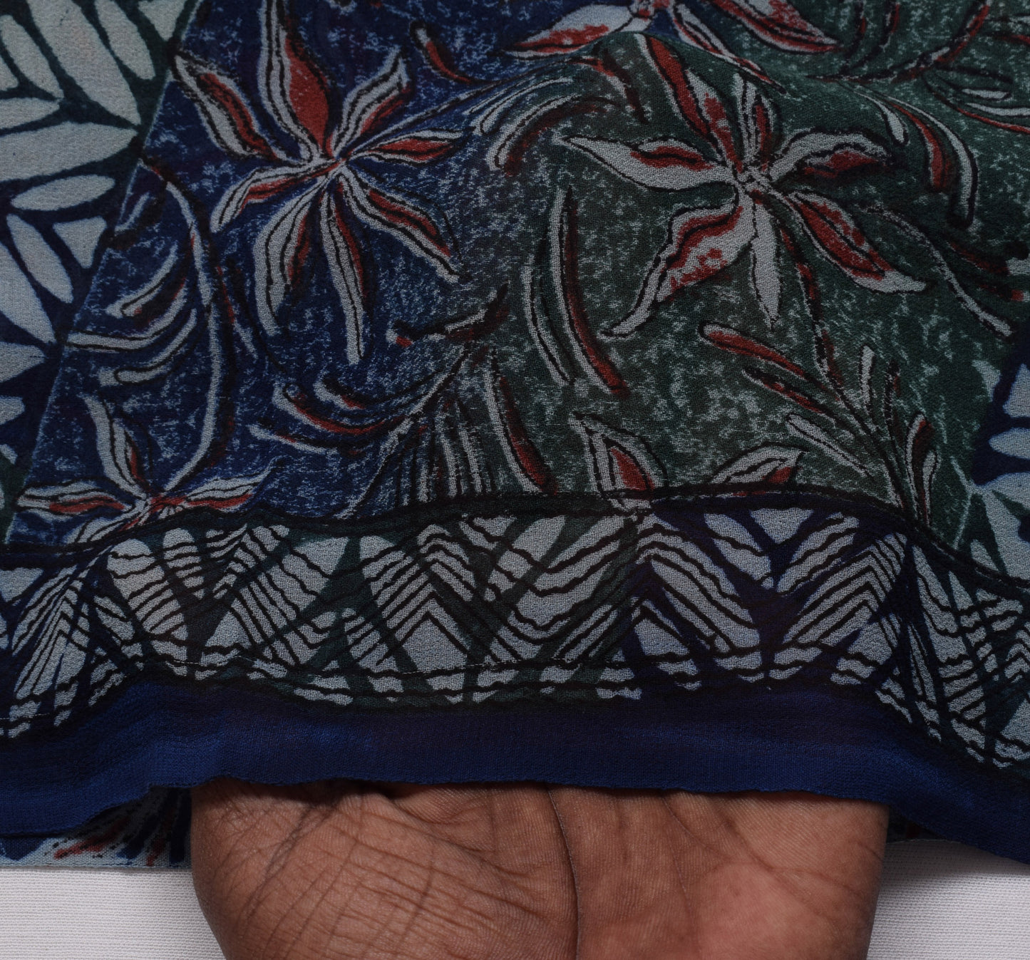 Sushila Vintage Blue Saree 100% Pure Georgette Silk Printed FloralCraft Fabric