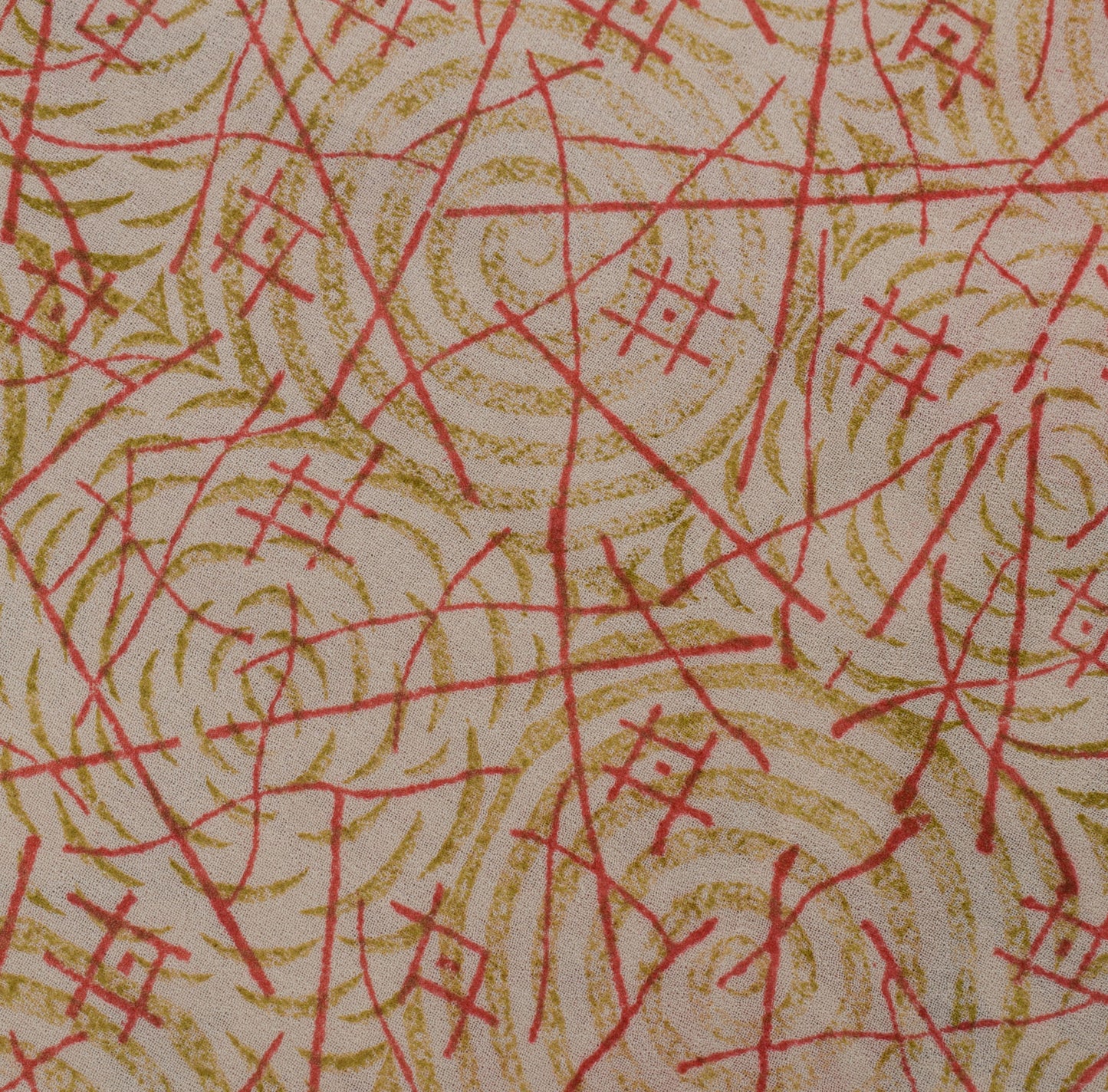 Sushila Vintage Peach Sari Pure Georgette Silk Printed Geometrical Craft Fabric