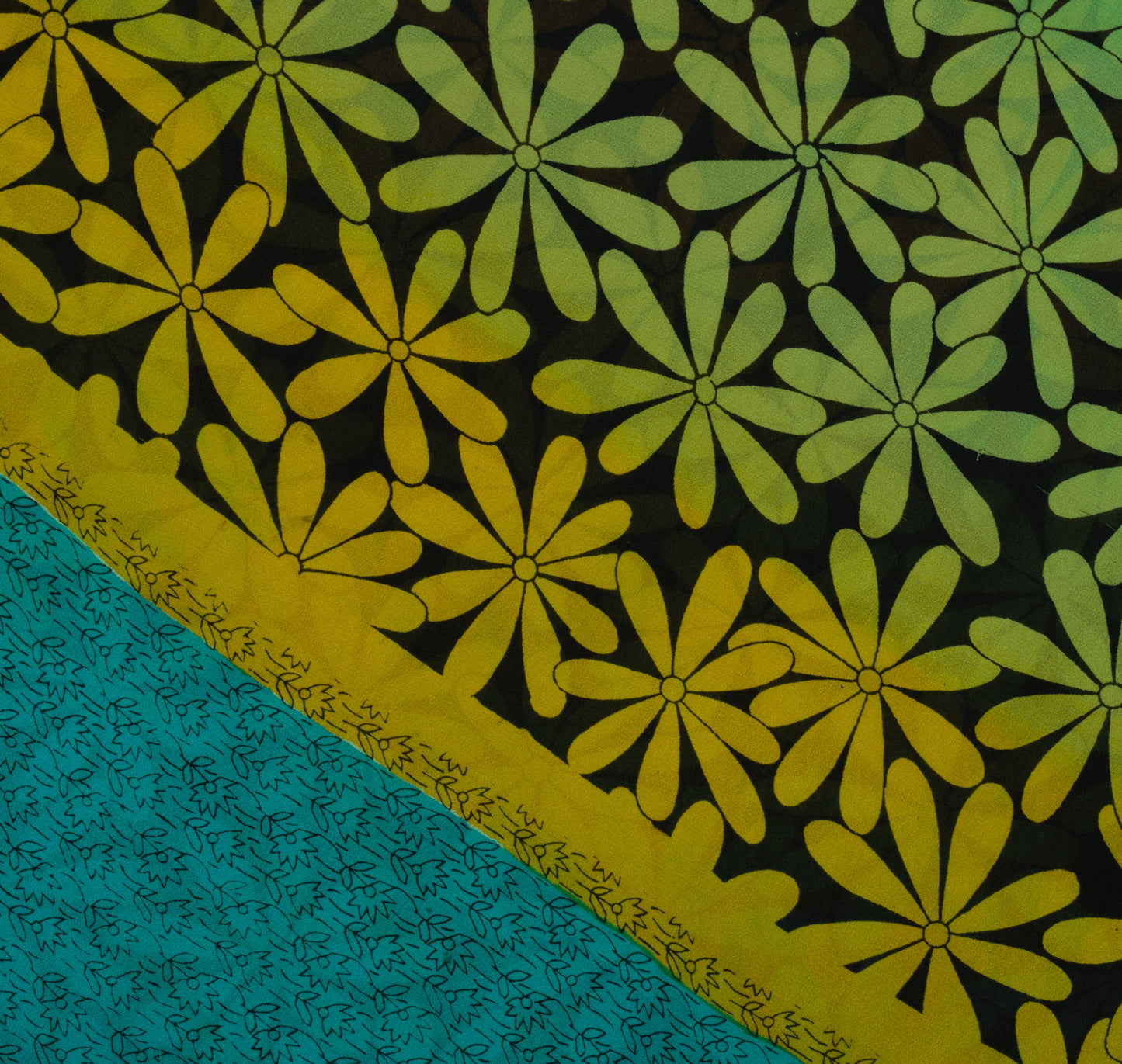 Sushila Vintage Indian Sari 100% Pure Georgette Silk Printed Floral Craft Fabric