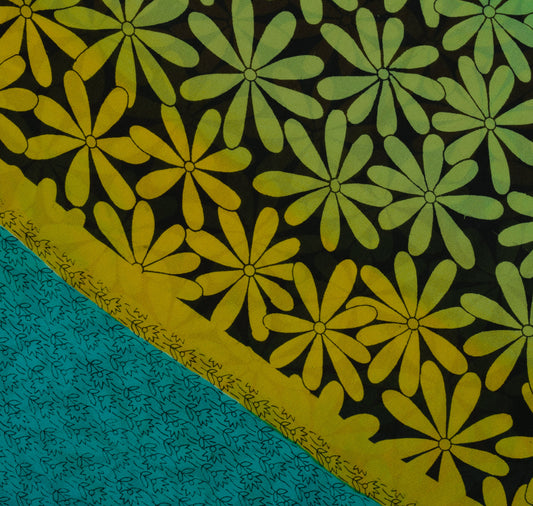 Sushila Vintage Indian Sari 100% Pure Georgette Silk Printed Floral Craft Fabric