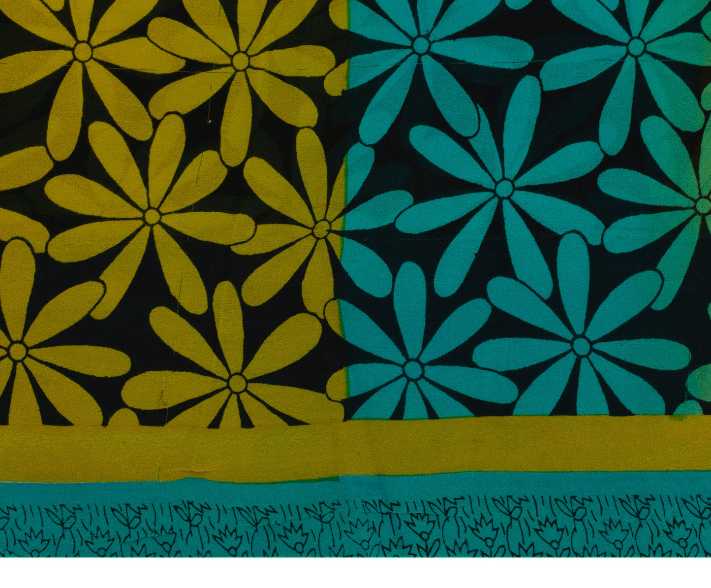 Sushila Vintage Indian Sari 100% Pure Georgette Silk Printed Floral Craft Fabric