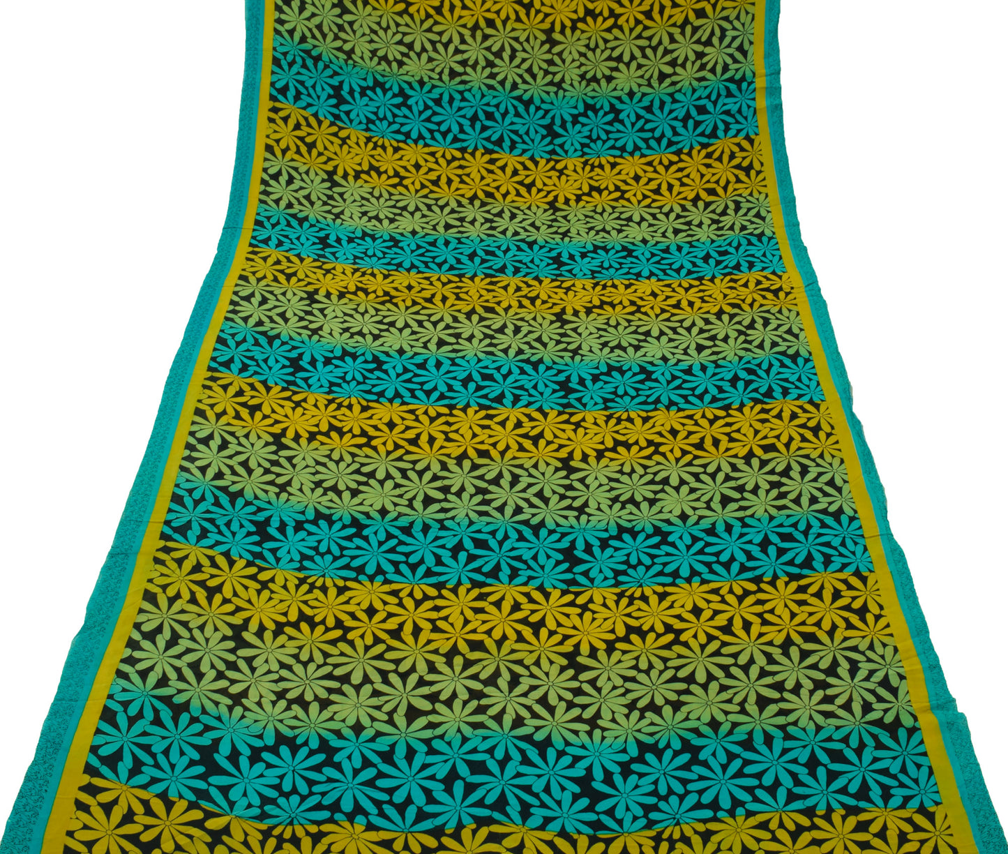 Sushila Vintage Indian Sari 100% Pure Georgette Silk Printed Floral Craft Fabric