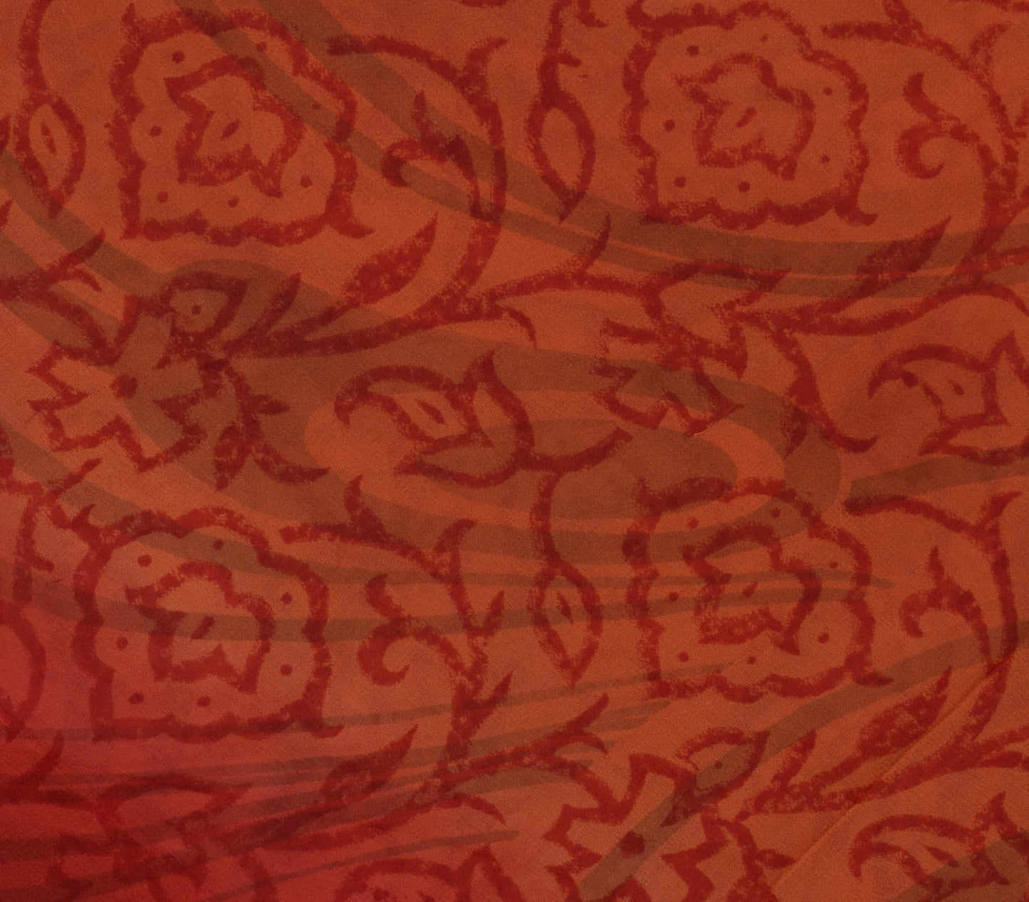 Sushila Vintage Rust Saree 100% Pure Georgette Silk Printed Floral Craft Fabric