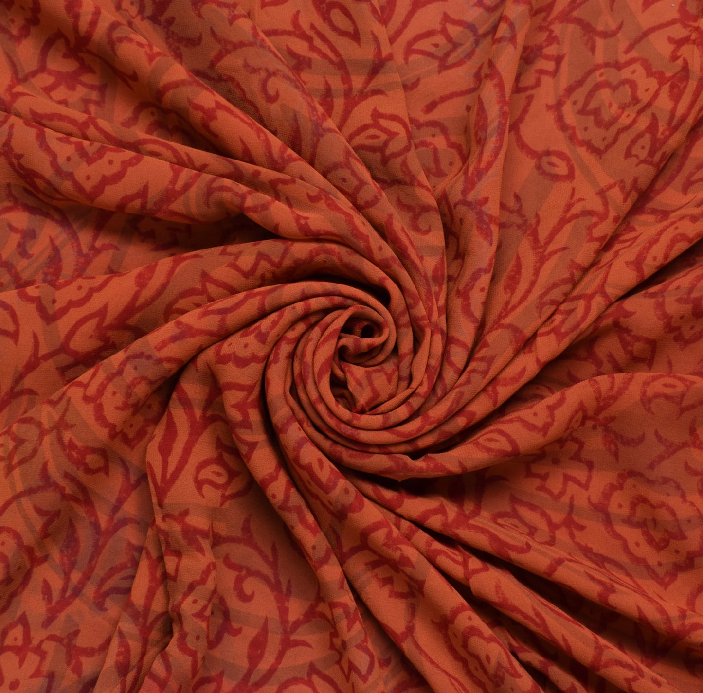 Sushila Vintage Rust Saree 100% Pure Georgette Silk Printed Floral Craft Fabric