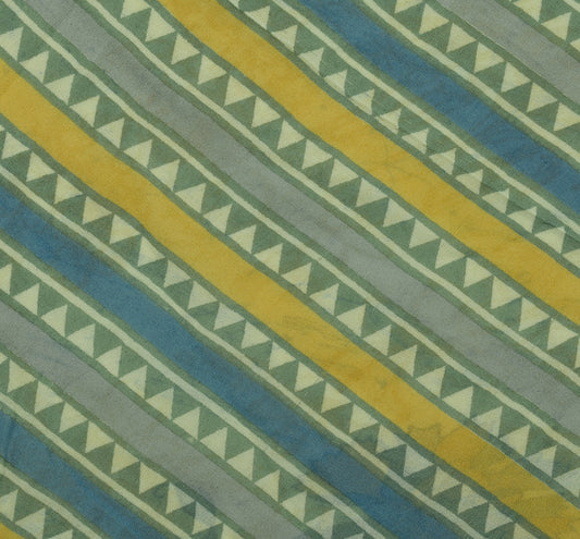 Sushila Vintage Cream Saree 100% Pure Georgette Silk Printed Floral Craft Fabric