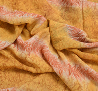 Sushila Vintage Mustard Sari Pure Georgette Silk Printed Floral Craft Fabric