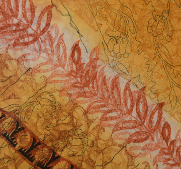Sushila Vintage Mustard Sari Pure Georgette Silk Printed Floral Craft Fabric