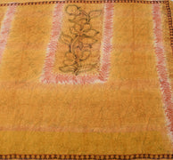 Sushila Vintage Mustard Sari Pure Georgette Silk Printed Floral Craft Fabric