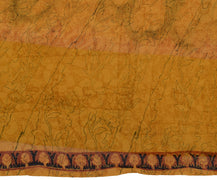Sushila Vintage Mustard Sari Pure Georgette Silk Printed Floral Craft Fabric