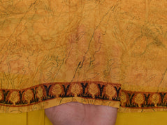 Sushila Vintage Mustard Sari Pure Georgette Silk Printed Floral Craft Fabric