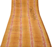 Sushila Vintage Mustard Sari Pure Georgette Silk Printed Floral Craft Fabric