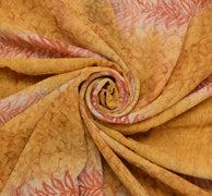Sushila Vintage Mustard Sari Pure Georgette Silk Printed Floral Craft Fabric