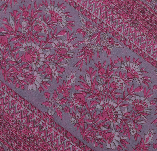 Sushila Vintage Magenta Sari Blend Georgette Silk Printed Floral Craft Fabric