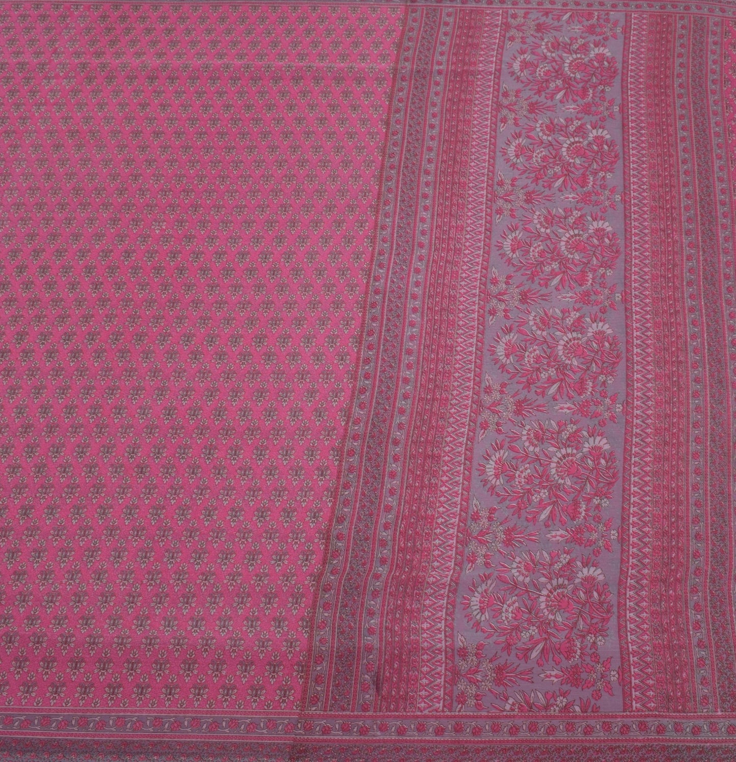 Sushila Vintage Magenta Sari Blend Georgette Silk Printed Floral Craft Fabric