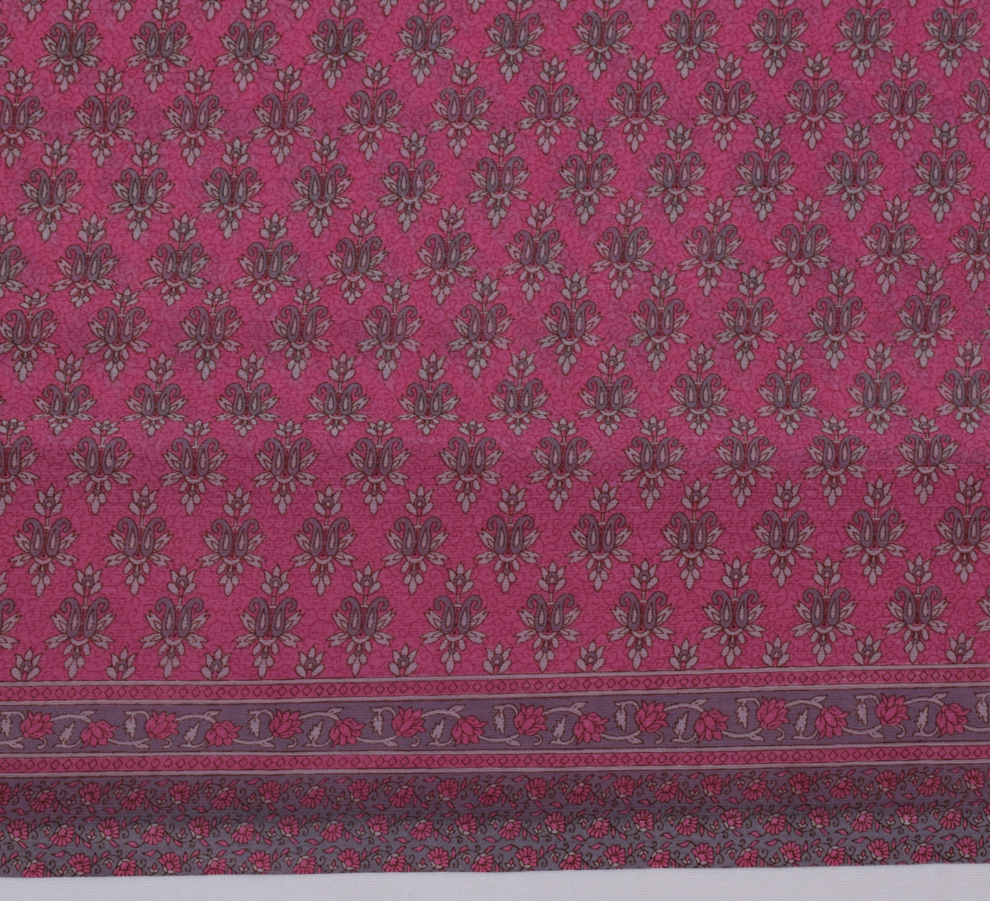 Sushila Vintage Magenta Sari Blend Georgette Silk Printed Floral Craft Fabric