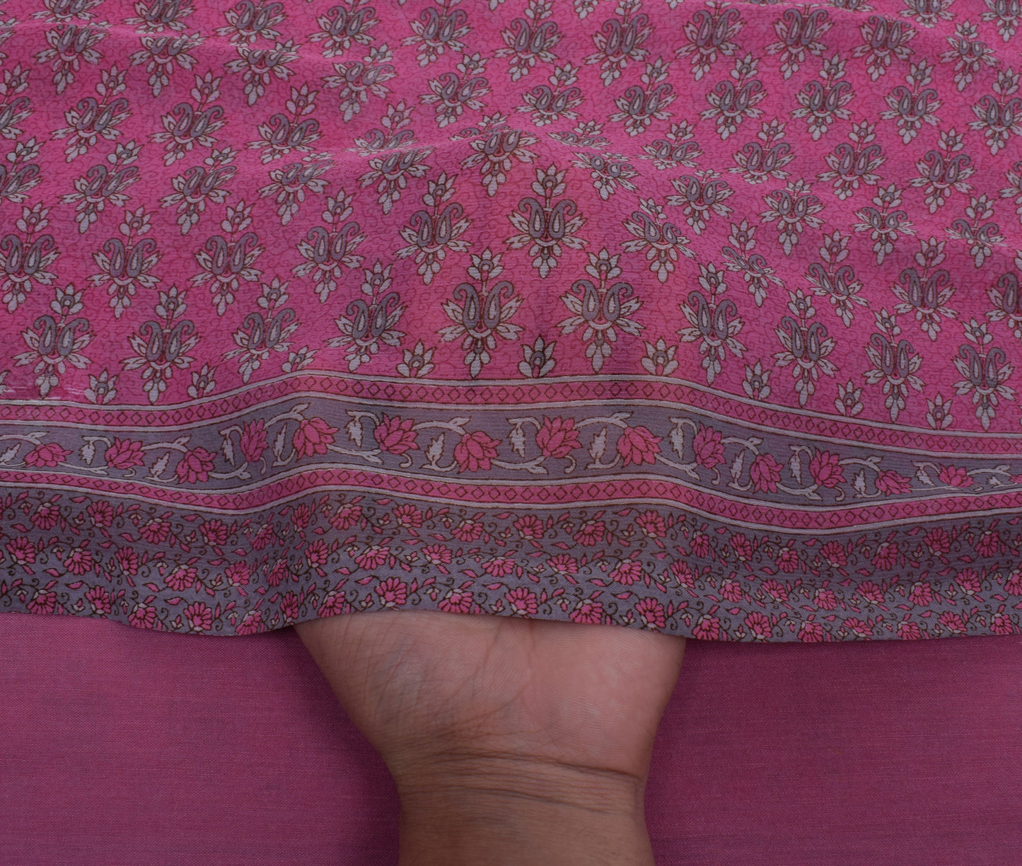 Sushila Vintage Magenta Sari Blend Georgette Silk Printed Floral Craft Fabric